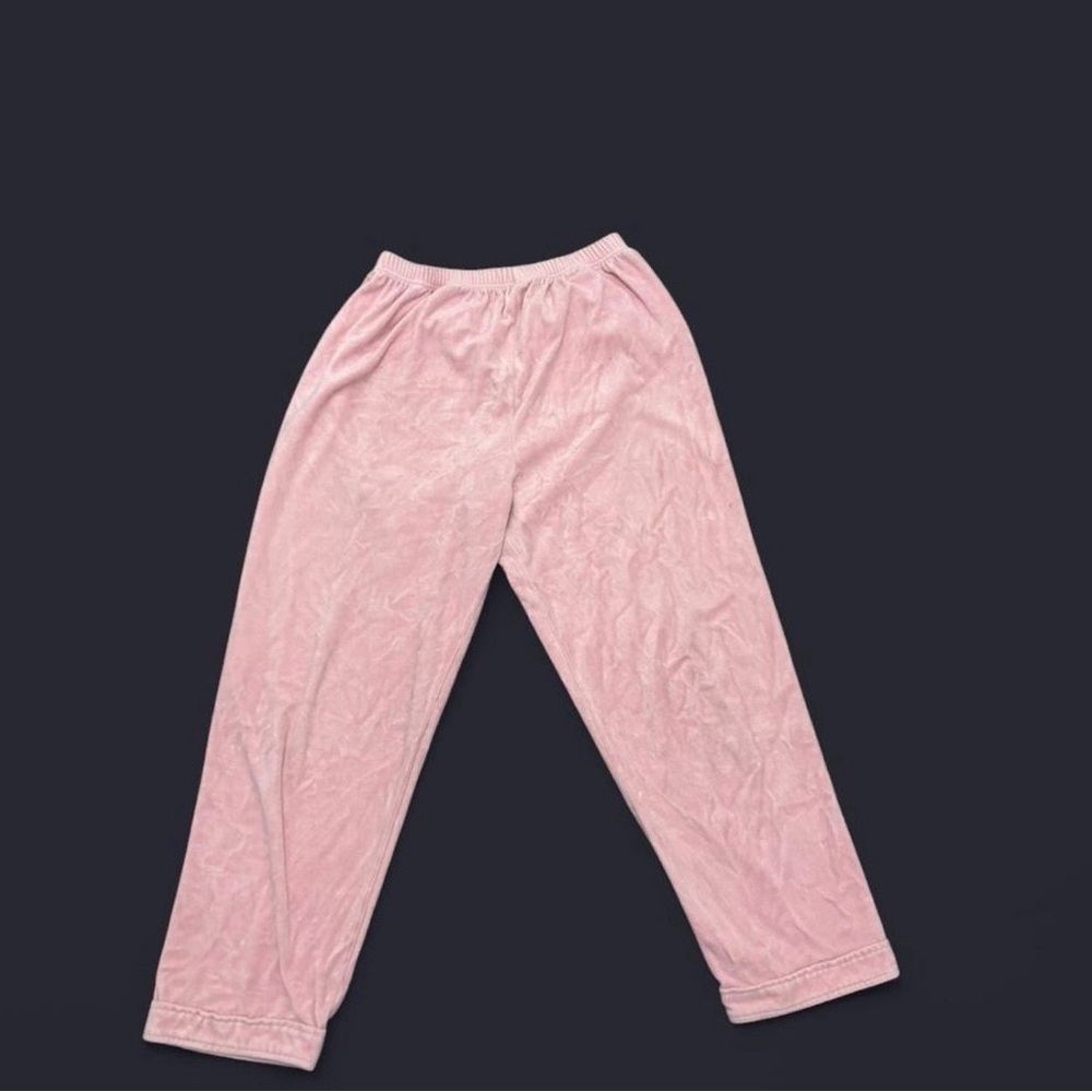 ✨ Pink velour sweatpants with elastic waistband and pockets✨